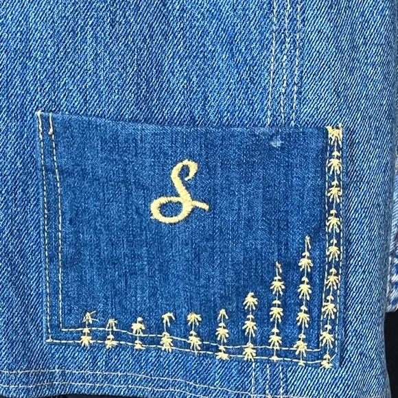 Two-tone cropped denim vest - Picture 4 of 8
